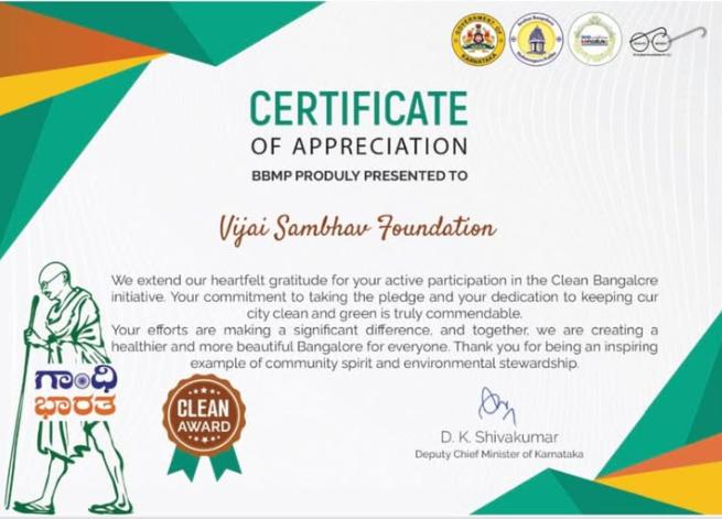 Vijai Sambhav Foundation was a part of BBMP’s Clea...